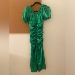 NWOT Ganni Crinkled Green Dress Size DK 36